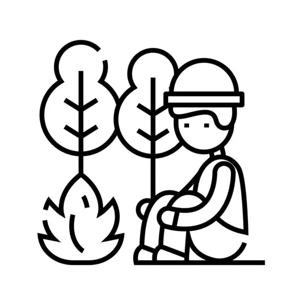Camper line icon, concept sign, outline vector illustration, linear symbol. — Stock Vector