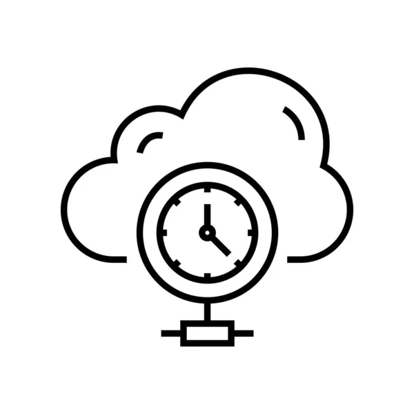 Icône de ligne de temps de connexion Cloud, signe conceptuel, illustration vectorielle de contour, symbole linéaire . — Image vectorielle