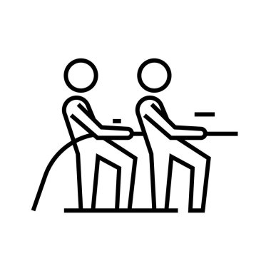 Kollektif görev çizgisi simgesi, konsept işareti, özet vektör çizimi, doğrusal sembol.