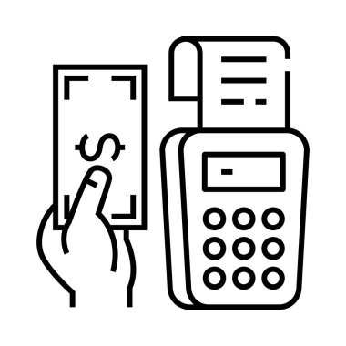 Nakit ödeme çizgisi simgesi, konsept işareti, taslak vektör çizimi, doğrusal sembol.