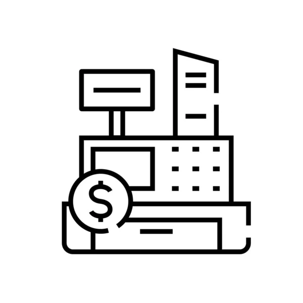 Cashbox line icon, concept sign, outline vector illustratie, lineair symbool. — Stockvector