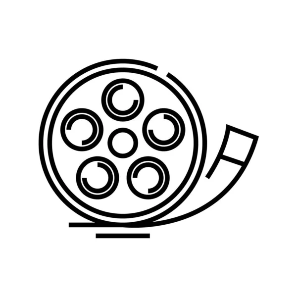 Cinéma histiry ligne icône, concept signe, schéma vectoriel illustration, symbole linéaire . — Image vectorielle