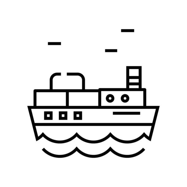 Cargo ship line icon, concept sign, outline vector illustration, linear symbol. — Stock Vector