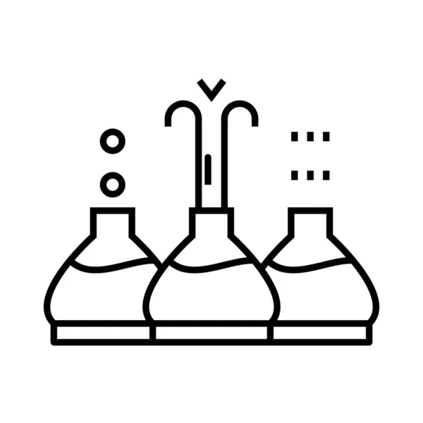 Icône de ligne de l'industrie chimique, signe conceptuel, illustration vectorielle de contour, symbole linéaire . — Image vectorielle