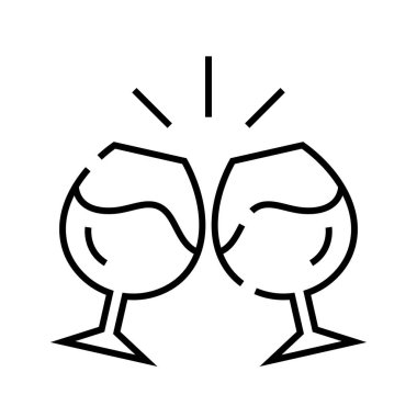 Clinking of glasses line icon, concept sign, outline vector illustration, linear symbol.