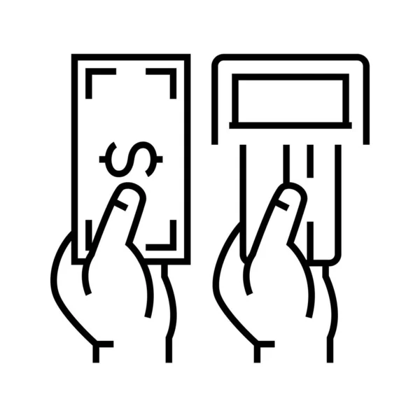 Cash withdrawal line icon, concept sign, outline vector illustration, linear symbol. — Stock Vector