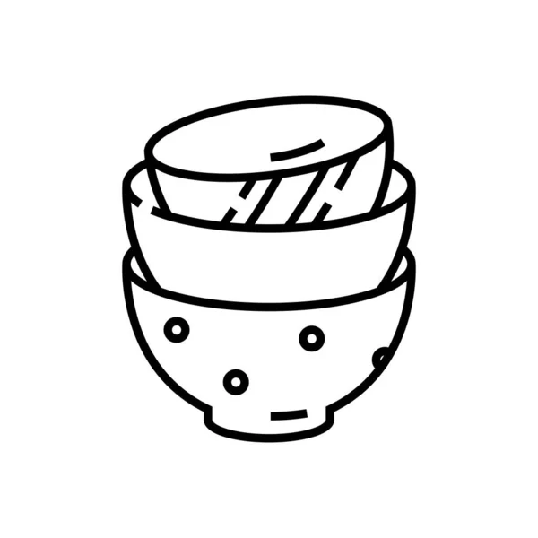 Ceramic cups line icon, concept sign, outline vector illustration, linear symbol. — Stockový vektor