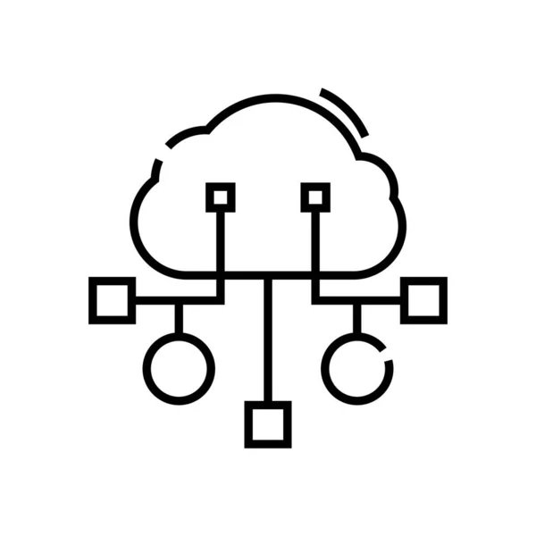 Значок "Облачная информационная линия", знак концепции, набросок векторной иллюстрации, линейный символ . — стоковый вектор