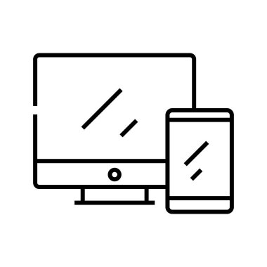 Aygıt çizgisi simgesi, konsept işareti, ana hatlı vektör çizimi, doğrusal sembol.