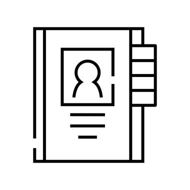 Kişi satırı simgesi, konsept işareti, taslak vektör çizimi, doğrusal sembol.