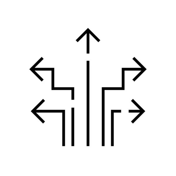 Kierunki ikona linii, znak koncepcyjny, ilustracja wektor zarys, symbol liniowy. — Wektor stockowy