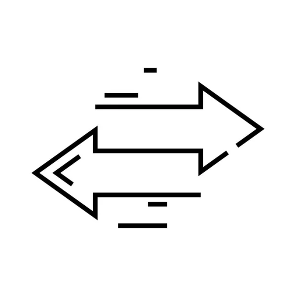 Ikona linie kolidujících směrů, koncept, obrysová vektorová ilustrace, lineární symbol. — Stockový vektor