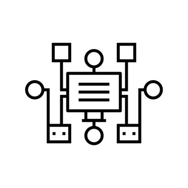 Bağlantı çizgisi simgesi, kavram işareti, taslak vektör çizimi, doğrusal sembol.