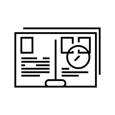 Günlük planlama çizgisi simgesi, kavram işareti, ana hatlı vektör çizimi, doğrusal sembol.