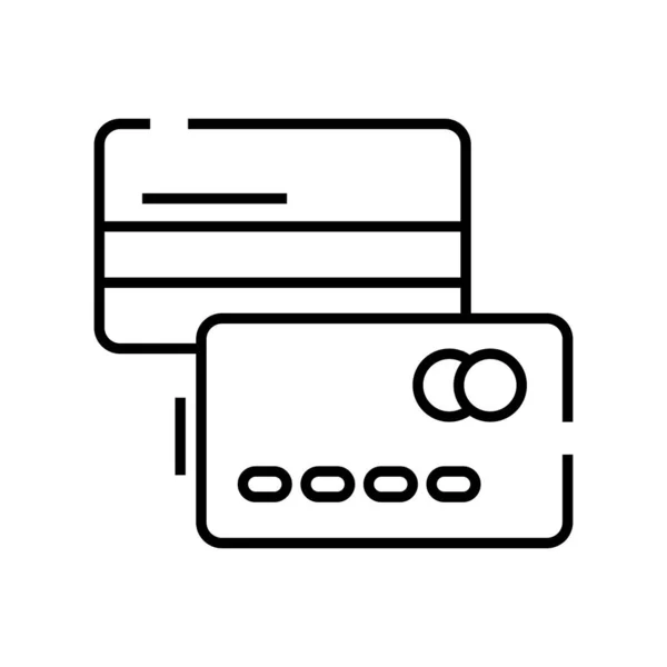 Kreditkarten-Liniensymbol, Konzeptzeichen, Umrissvektorillustration, lineares Symbol. — Stockvektor