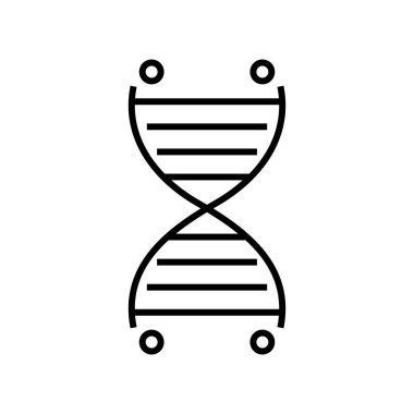 DNA zincir çizgisi simgesi, kavram işareti, taslak vektör çizimi, doğrusal sembol.