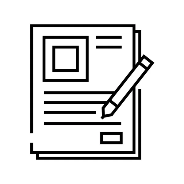Icono de línea de ejecución de documento, signo de concepto, ilustración de vector de contorno, símbolo lineal . — Archivo Imágenes Vectoriales