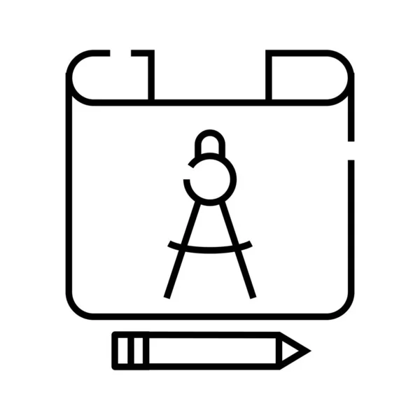 Ícone da linha de trabalho do projeto, sinal do conceito, ilustração do vetor do esboço, símbolo linear . — Vetor de Stock