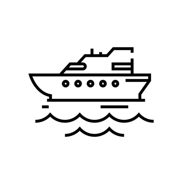 巡洋舰航线图标,概念符号,轮廓矢量图解,线形符号. — 图库矢量图片