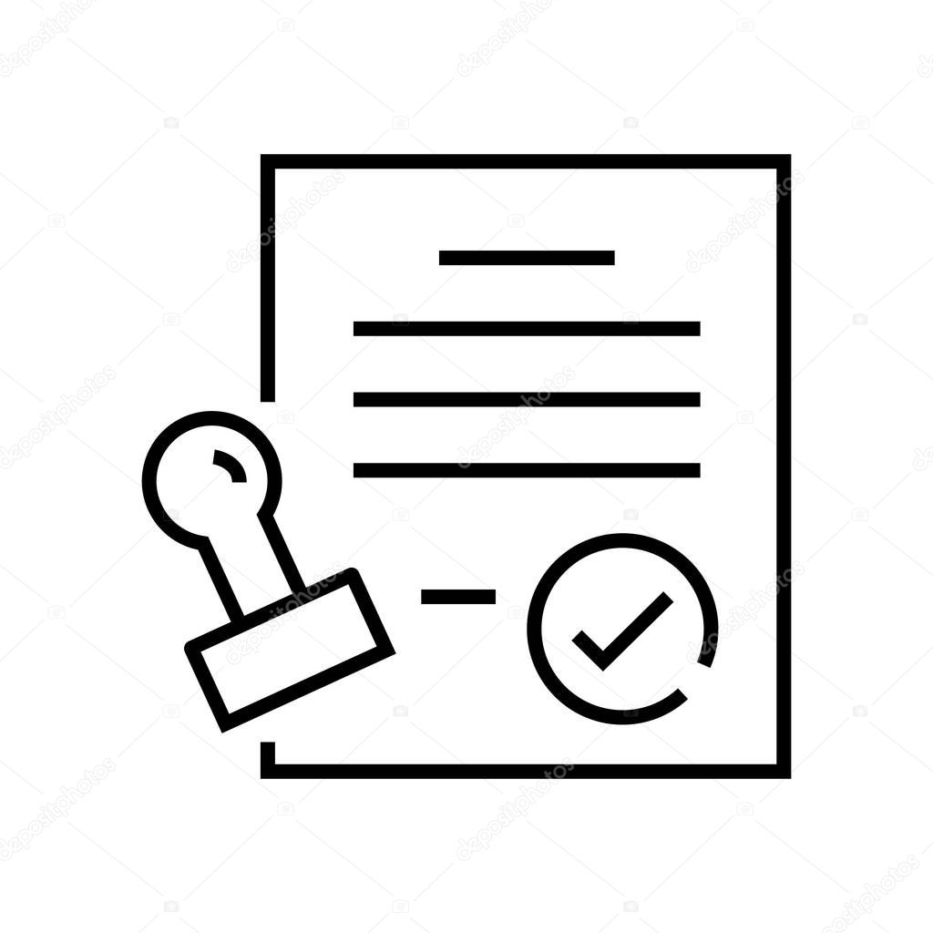 Document stamp line icon, concept illustration, outline symbol, vector sign, linear symbol.