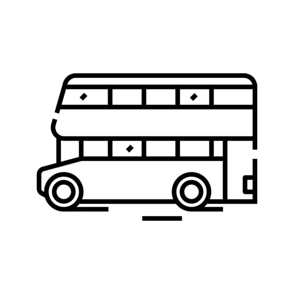 Διπλό decker εικονίδιο γραμμής λεωφορείου, σύμβολο έννοια, περίγραμμα διανυσματική απεικόνιση, γραμμικό σύμβολο. — Διανυσματικό Αρχείο