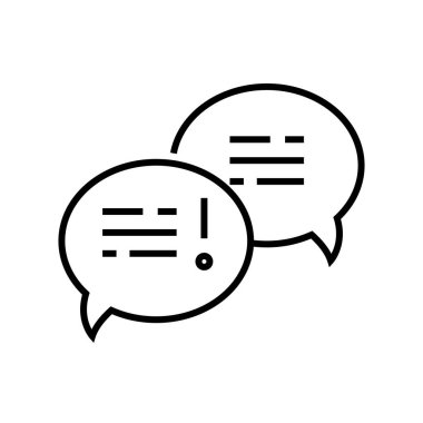 Tartışma çizgisi simgesi, kavram işareti, taslak vektör çizimi, doğrusal sembol.