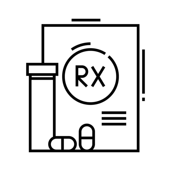 Icona della linea di prescrizione medica, segno concettuale, illustrazione vettoriale di contorno, simbolo lineare . — Vettoriale Stock