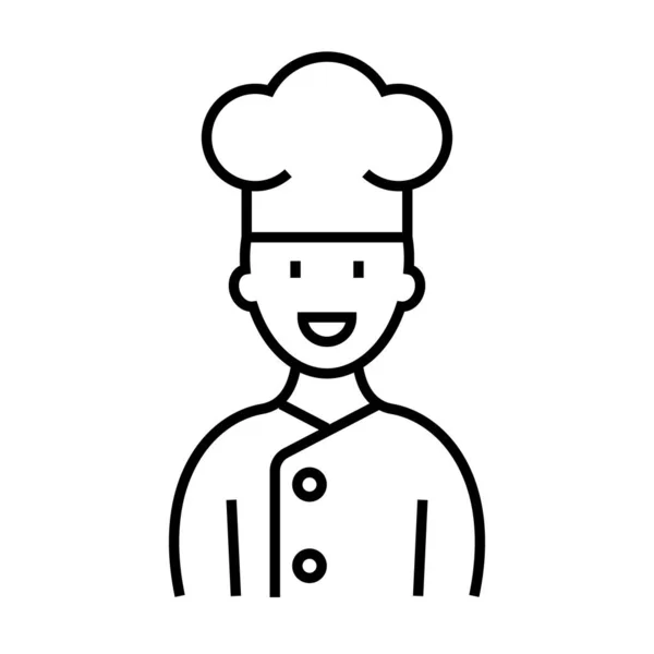 Ícone de linha de cozinheiro, sinal de conceito, ilustração do vetor de contorno, símbolo linear . — Vetor de Stock