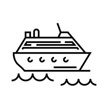 Gemi çizgisi simgesi, konsept işareti, taslak vektör çizimi, doğrusal sembol.
