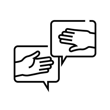 Bağlantı çizgisi simgesi, kavram işareti, taslak vektör çizimi, doğrusal sembol.