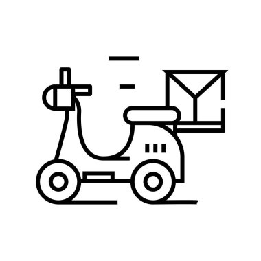 Teslimat çizgisi simgesi, kavram işareti, taslak vektör çizimi, doğrusal sembol.