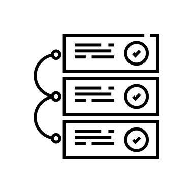 Bağlı görev çizgisi simgesi, konsept işareti, özet vektör çizimi, doğrusal sembol.