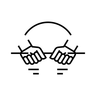 Ezici çizgi simgesi, kavram işareti, ana hatlı vektör çizimi, doğrusal sembol.