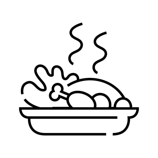 Icône de ligne de dinde cuite, signe conceptuel, illustration vectorielle de contour, symbole linéaire . — Image vectorielle