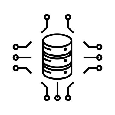 Data implementation line icon, concept sign, outline vector illustration, linear symbol.