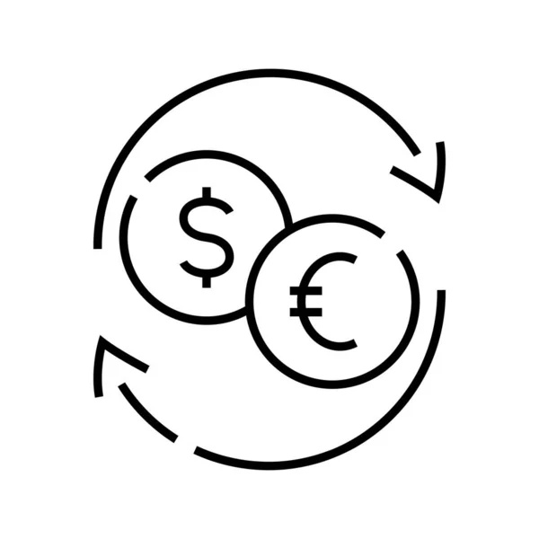 Ícone de linha de câmbio de moeda, sinal de conceito, ilustração do vetor de contorno, símbolo linear . — Vetor de Stock