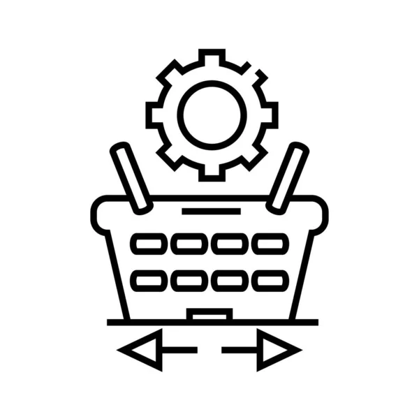 Tüketici sepeti çizgisi simgesi, kavram işareti, taslak vektör çizimi, doğrusal sembol. — Stok Vektör