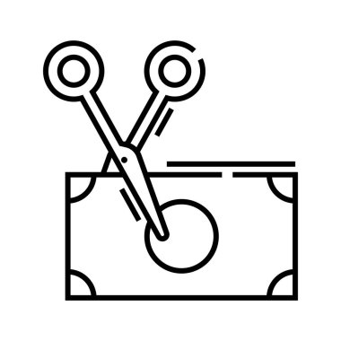Cutting money line icon, concept sign, outline vector illustration, linear symbol.