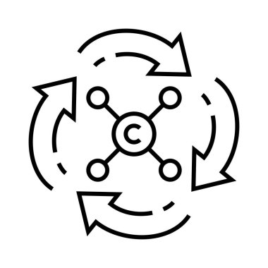 Bağlantı çizgisi simgesi, konsept işareti, ana hatlı vektör çizimi, doğrusal sembol.