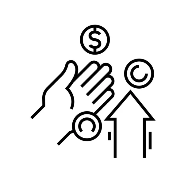 Ícone de linha de crescimento de moeda, sinal de conceito, ilustração do vetor de contorno, símbolo linear . —  Vetores de Stock