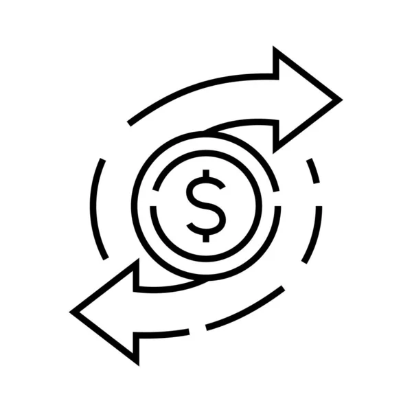 Ícone de linha de swap de moeda, sinal de conceito, ilustração do vetor de contorno, símbolo linear . — Vetor de Stock