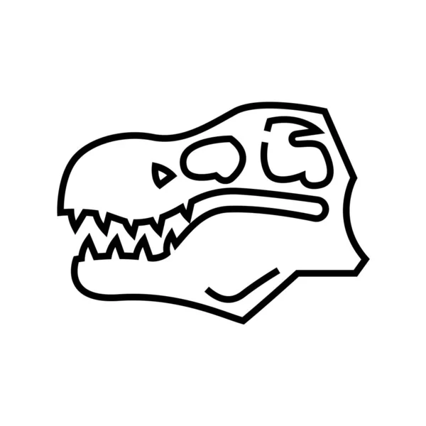 Ícone de linha de crânio de dinossauro, sinal de conceito, ilustração de vetor de contorno, símbolo linear . — Vetor de Stock