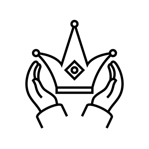 Піктограма лінії корони, знак концепції, контурна векторна ілюстрація, лінійний символ . — стоковий вектор