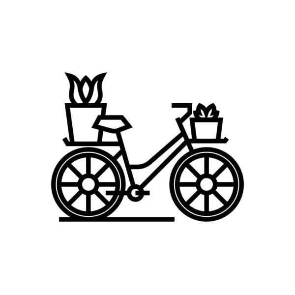 Decorative bycicle line icon, concept sign, outline vector illustration, linear symbol. — 图库矢量图片