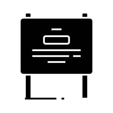 Billboard siyah simgesi, konsept illüstrasyon, vektör düz sembol, kabartma işareti.