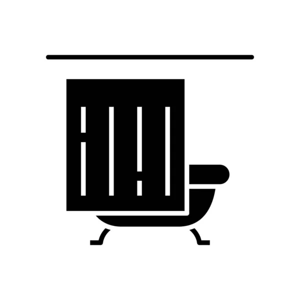 Завіса для ванни чорна ікона, концептуальна ілюстрація, векторний плоский символ, знак гліфа . — стоковий вектор
