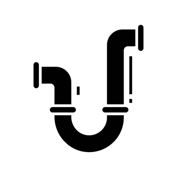 Tubo de baño icono negro, concepto de ilustración, vector de símbolo plano, signo de glifo . — Archivo Imágenes Vectoriales
