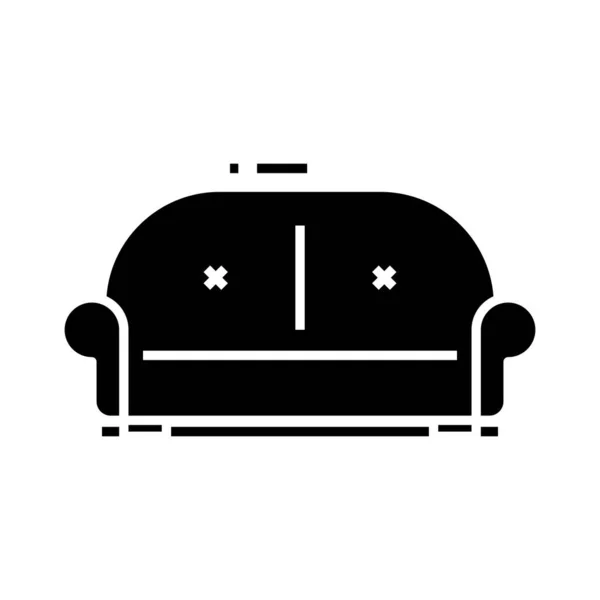 Gran sofá icono negro, concepto de ilustración, vector de símbolo plano, signo de glifo . — Vector de stock