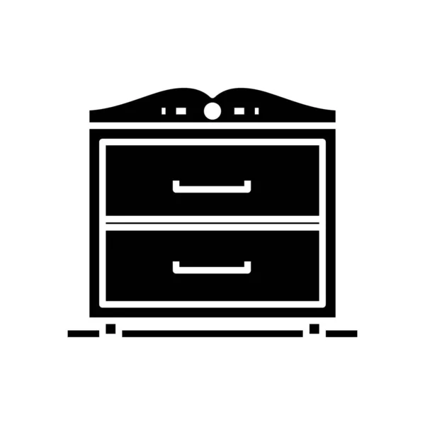 Armoire de chambre icône noire, illustration de concept, symbole plat vectoriel, signe de glyphe . — Image vectorielle