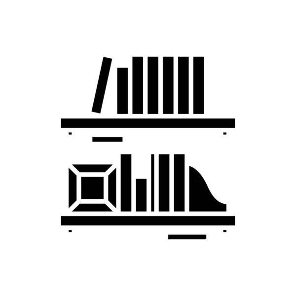 Étagère livre icône noire, illustration de concept, symbole plat vectoriel, panneau de glyphe . — Image vectorielle